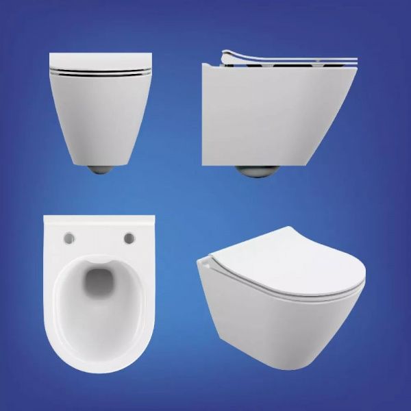 Готовый комплект Cersanit 69335: подвесной унитаз Сити Смарт с тонким сиденьем дюропласт с микролифтом, инсталляция Аква 40 Смарт M, кнопка Корнер пластик белый