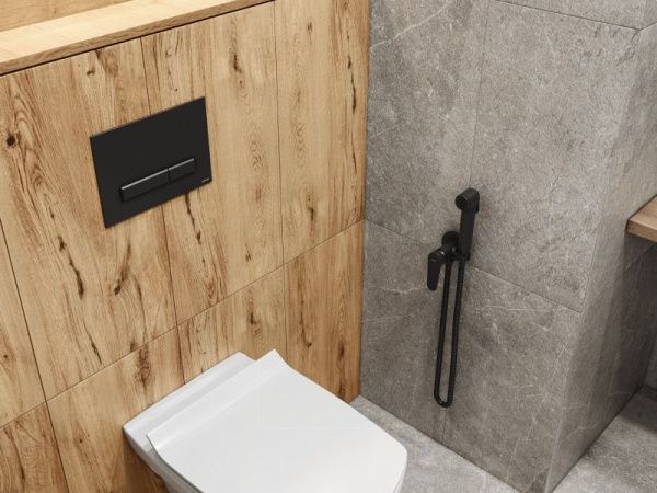 Встраиваемый смеситель с гигиеническим душем Cersanit Lara 68160 чёрный