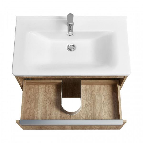 Тумба-умывальник Акватон Хоуп 80 Орех с раковиной Миранда 80 1A2873K0HP6C0