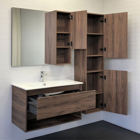 Тумба-умывальник Comforty Бордо-90 дуб темно-коричневый с раковиной Quadro 90