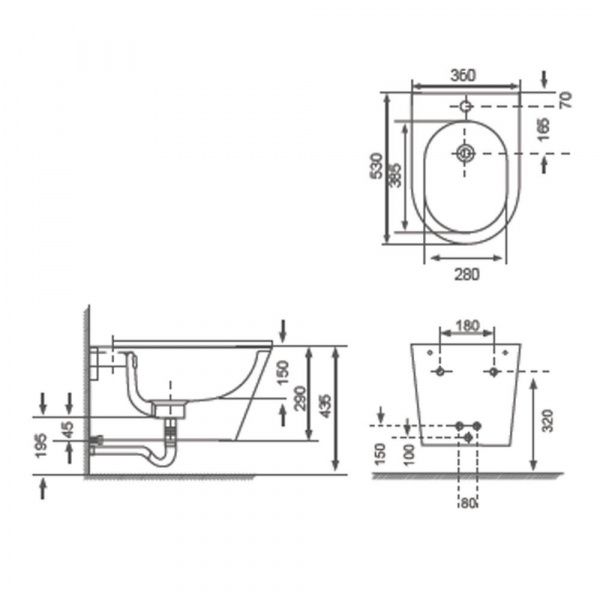 Биде подвесное Comforty CF40516 белый глянец Биде подвесное Comforty CF40516 белый глянец