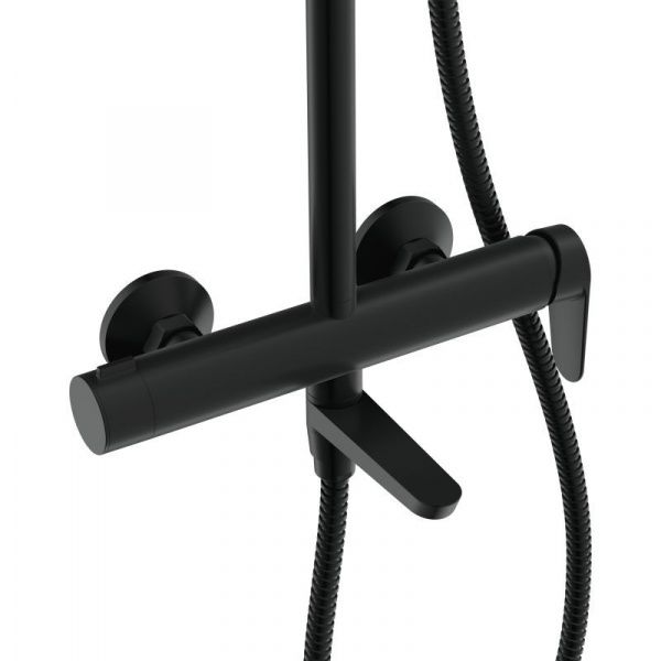Душевая система с изливом Cersanit Lara 68144, 3 режима, шланг 180 мм, чёрная
