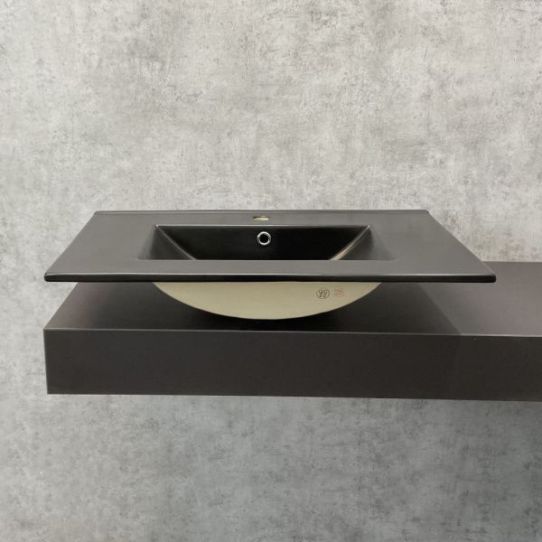 Черная накладная раковина столешница 75 см Comforty 75EMB фарфор матовая