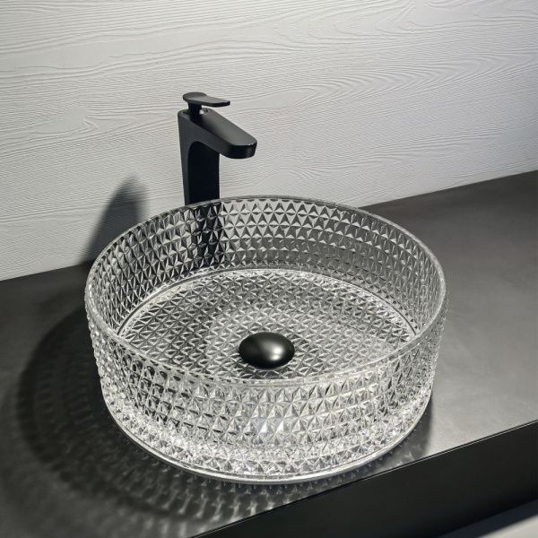 Круглая стеклянная раковина 40 см Comforty CF21003(400) прозрачное стекло