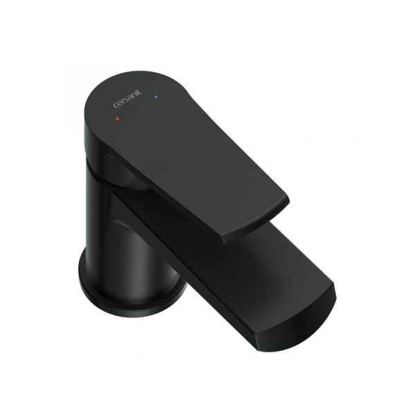 Компактный чёрный смеситель для раковины Cersanit Сити 68396