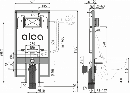 Скрытая система инсталляции для сухой установки AlcaPlast AM1101/1200