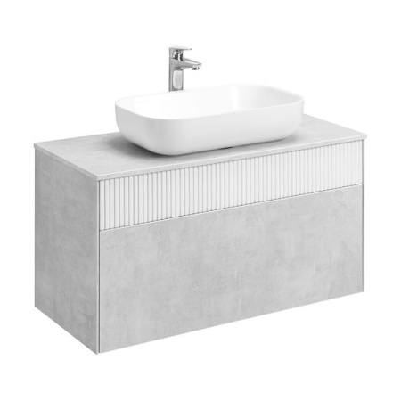 Тумба-умывальник Акватон Марбл 100 Слэйт/Белый матовый 1A276301MH4C0 с раковиной Лола 60