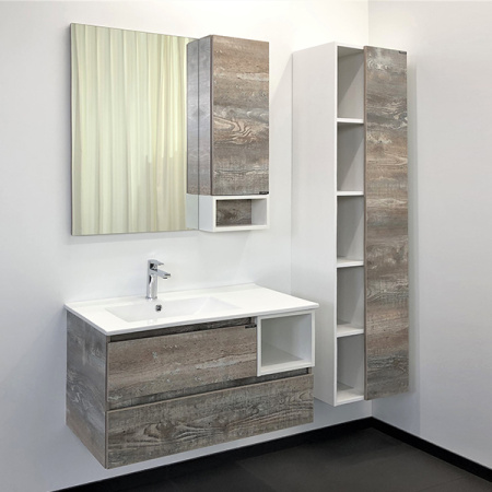 Comforty. Тумба-умывальник Турин-90L дуб бежевый с раковиной Comforty 9090EL