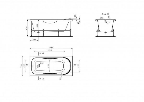 Прямоугольная акриловая ванна Сантек Тенерифе 160*70 1WH302357