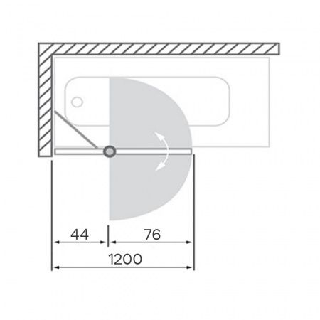 Стеклянная шторка на борт ванны Comforty 29CR прозрачное стекло 6 мм, профиль хром, складная, 1200*1400 мм