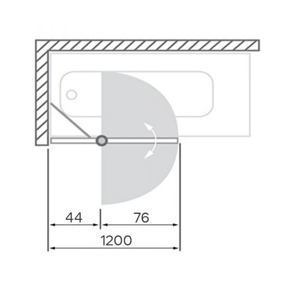 Стеклянная шторка на борт ванны Comforty 29CR прозрачное стекло 6 мм, профиль хром, складная, 1200*1400 мм