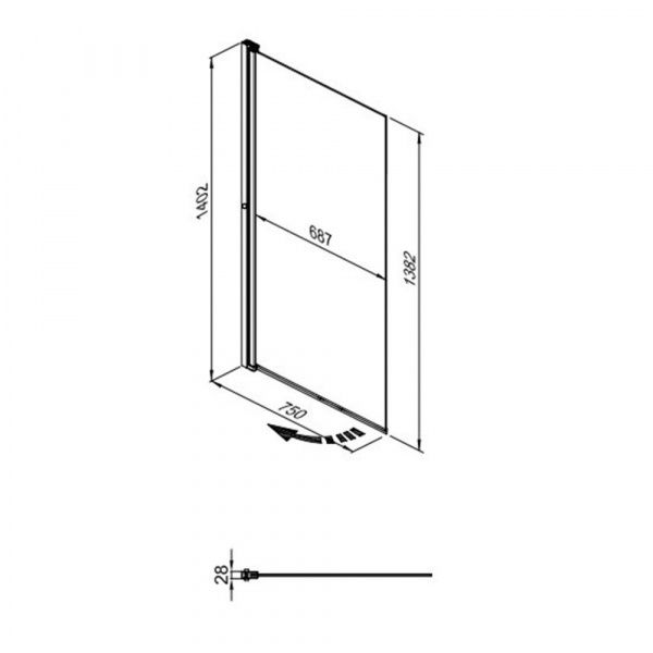 Штора на ванну из закаленного стекла Тритон Соло-Блэк 75*140 черный профиль Штора на ванну из закаленного стекла Тритон Соло-Блэк 75*140 черный профиль