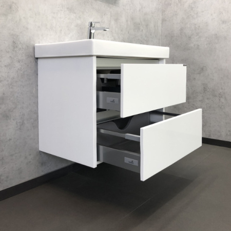 Comforty. Тумба-умывальник Дублин-75 белый глянец с раковиной Comforty 8057