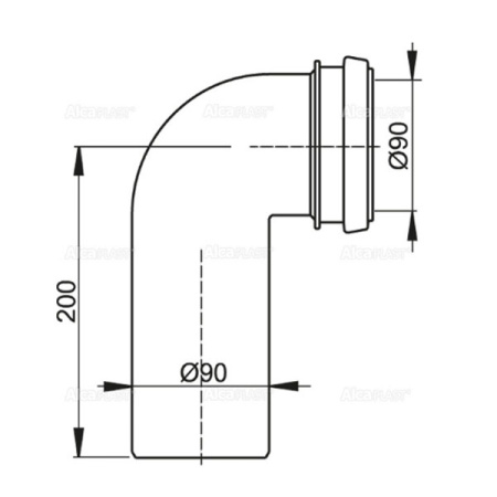 AlcaPlast. Колено стока, комплект 90/90 M908