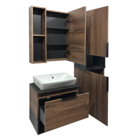 Тумба-умывальник Comforty Штутгарт 60 дуб тёмно-коричневый c раковиной Comforty 9055RA-50