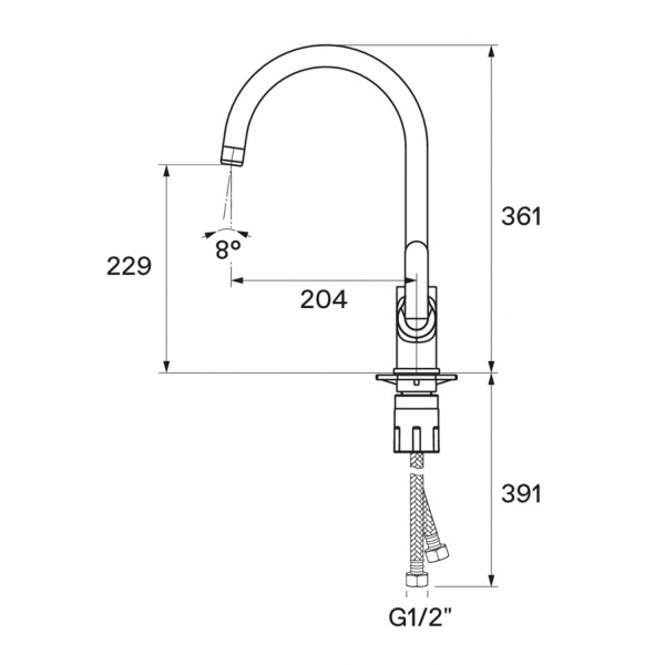 Смеситель для кухни Сантек Линдос WH5A41008N001 чёрный матовый