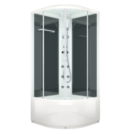 Душевая кабина Domani-Spa Delight Slim 99 high 900*900*2180, высокий поддон, тонированное стекло, задняя черная панель