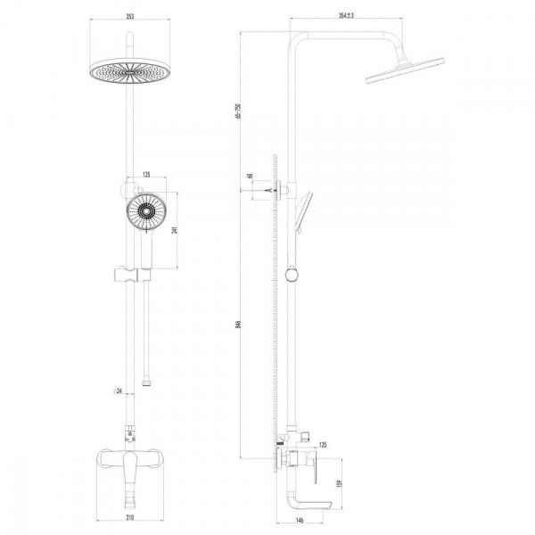 Душевая система с тропическим душем и поворотным изливом AWP Tulos S2662C хром