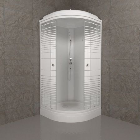 Угловая душевая кабина Тритон Полосы 90*90 А, низкий поддон, сифон D90