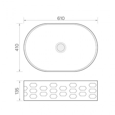 Накладная овальная раковина для ванной HDA091 рифленый борт, фарфор