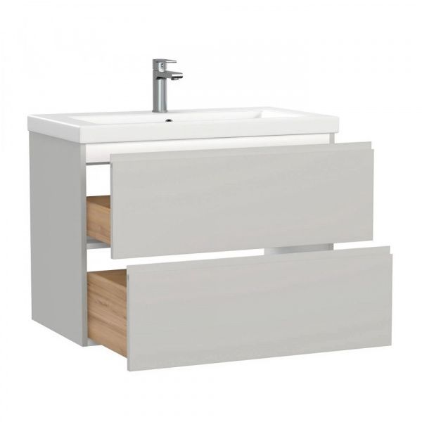 Тумба под раковину подвесная Cersanit Moduo 80, цвет серый туман, 69349