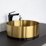 Круглая раковина 40 см из нержавеющей стали Comforty CF8WBTD39K цвет золото с чёрной юбкой, с донным клапаном