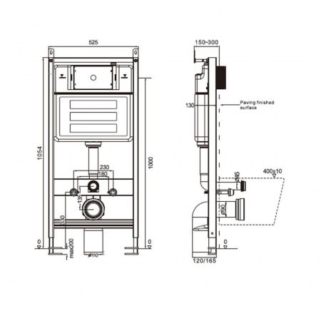 Система инсталляции для подвесного унитаза Comforty CF5K009DN с блоком монтажа под тонкие кнопки