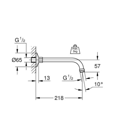 Grohe. Душевой кронштейн Relexa, вынос 200 мм, 27406000