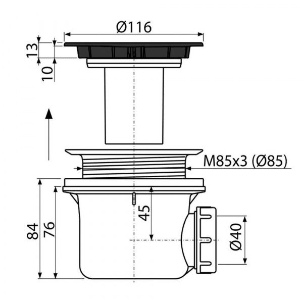 Сифон для душевого поддона AlcaPlast A49Black черный матовый