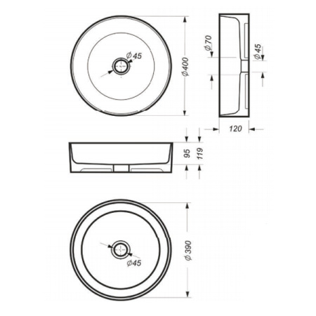 Умывальник накладной Sanita Luxe Best Slim BST40SLWB01S