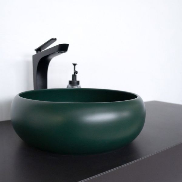 Накладная круглая раковина чаша Comforty 113MDG темно-зеленая матовая