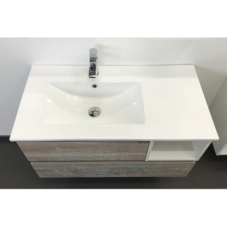 Comforty. Тумба-умывальник Турин-90L дуб бежевый с раковиной Comforty 9090EL