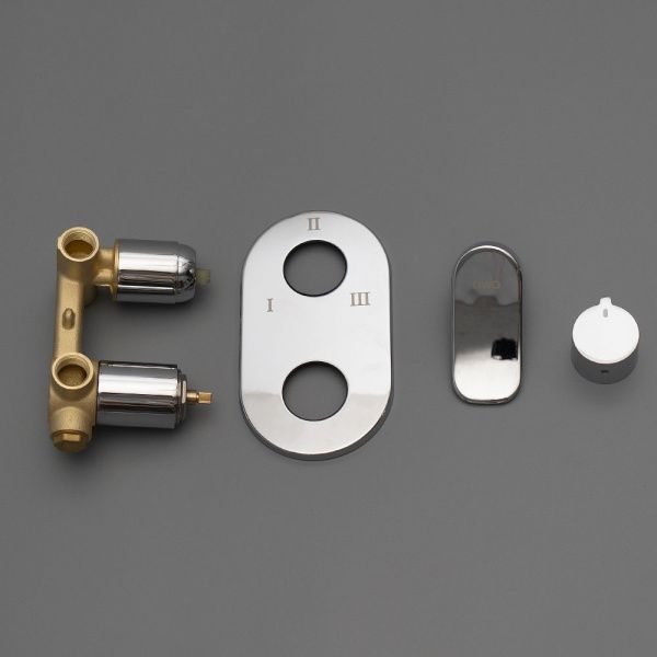 Смеситель для встраиваемых душевых систем с дивертором на 3 режима AWP Teza S0828C без аксессуаров, хром