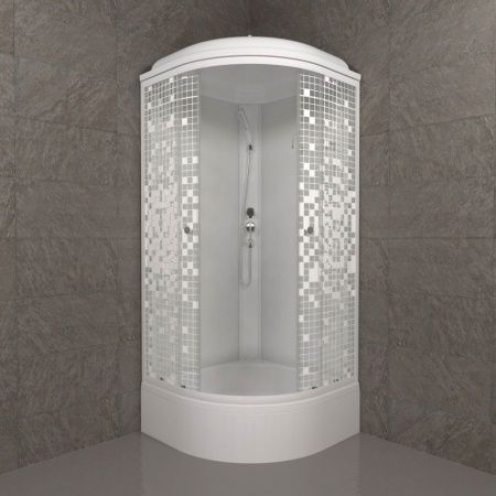 Угловая душевая кабина Тритон Мозаика 90*90 В, средний поддон, сифон D50