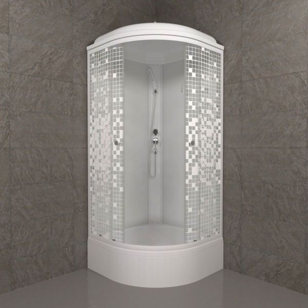 Угловая душевая кабина Тритон Мозаика 90*90 В, средний поддон, сифон D50