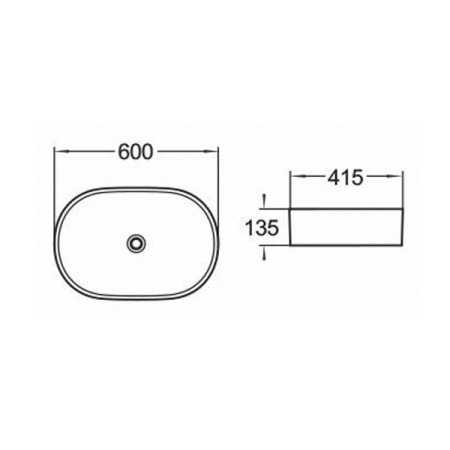 Овальная раковина на столешницу 60 см Comforty 78326
