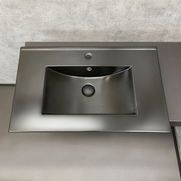 Черная накладная раковина столешница 75 см Comforty 75EMB фарфор матовая