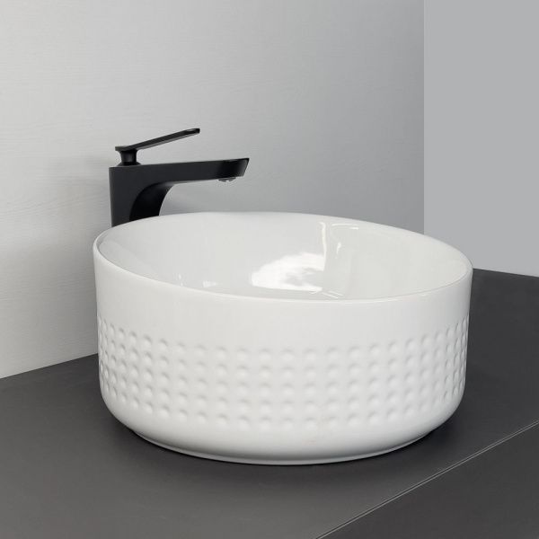 Накладная круглая раковина с высоким скошенным бортом Comforty HDA088A фарфор, белая