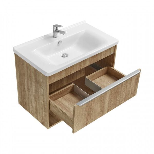 Тумба-умывальник Акватон Хоуп 80 Орех с раковиной Миранда 80 1A2873K0HP6C0