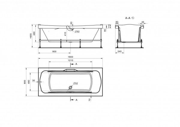 Прямоугольная акриловая ванна Сантек Корсика 180*80 1WH111981