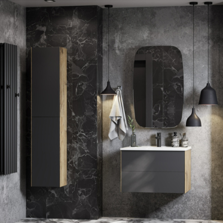 Тумба-умывальник Акватон Сохо 75 1A258101AJA00 Дуб Веллингтон/Графит софт с раковиной Элина 75