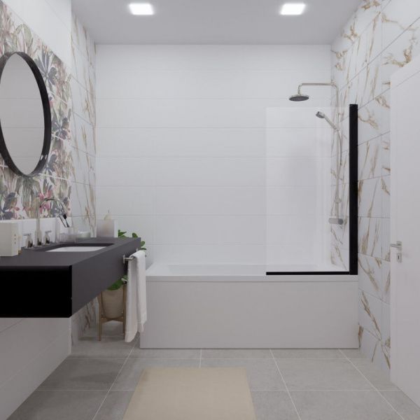 Штора на ванну из закаленного стекла Тритон Соло-Блэк 75*140 черный профиль Штора на ванну из закаленного стекла Тритон Соло-Блэк 75*140 черный профиль