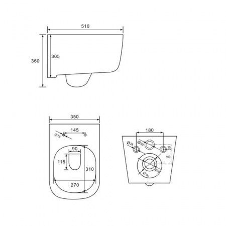 Готовый комплект Comforty: безободковый подвесной унитаз 102 + инсталляция CF3GT1900-10WH с белой матовой клавишей