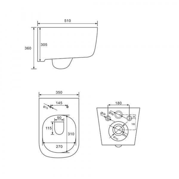 Готовый комплект Comforty: безободковый подвесной унитаз 102 + инсталляция CF3GT1900-10BL с черной матовой клавишей Готовый комплект Comforty: безободковый подвесной унитаз 102 + инсталляция CF3GT1900-10BL с черной матовой клавишей