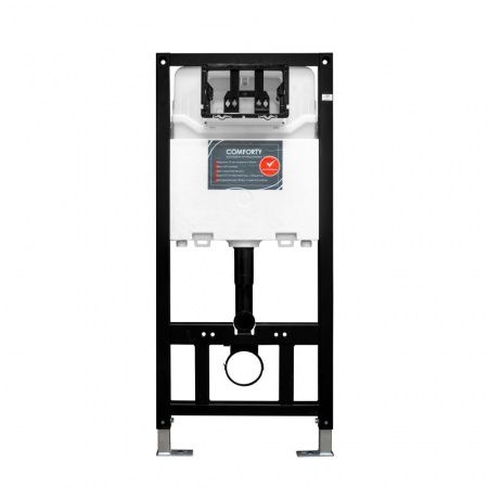 Готовый комплект Comforty 00-00022740CF: безободковый подвесной унитаз 106 + инсталляция CF3GT1900-10BL с черной матовой клавишей