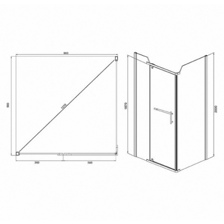 Душевое ограждение Comforty 32N, прозрачное стекло, с поддоном, 900*900*2000