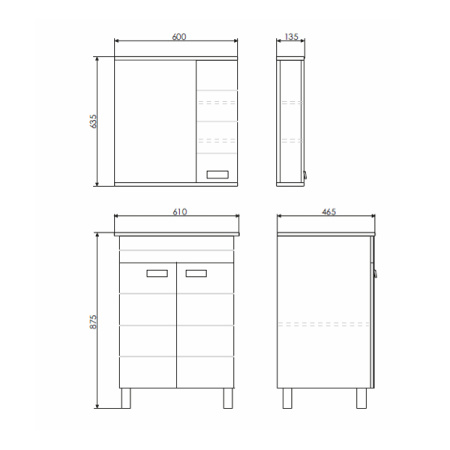 Тумба-умывальник Comforty Модена 60М белая с раковиной Quadro 60