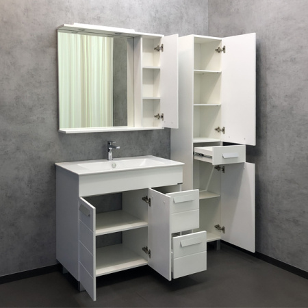 Тумба-умывальник Comforty Модена 90М белая с раковиной Quadro 90