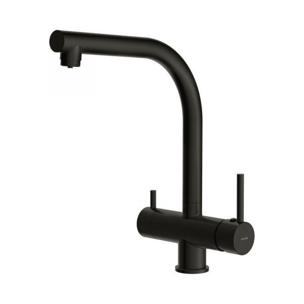 Смеситель для кухни с L-изливом Cersanit Crea 68223 с фильтром, чёрный