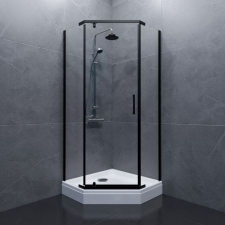 Душевое ограждение Тритон Дека-Блэк 90х90, пятиугольное, низкий поддон, сифон D90 мм